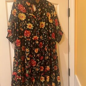 Love By Design Floral Mini Dress - Black and Red